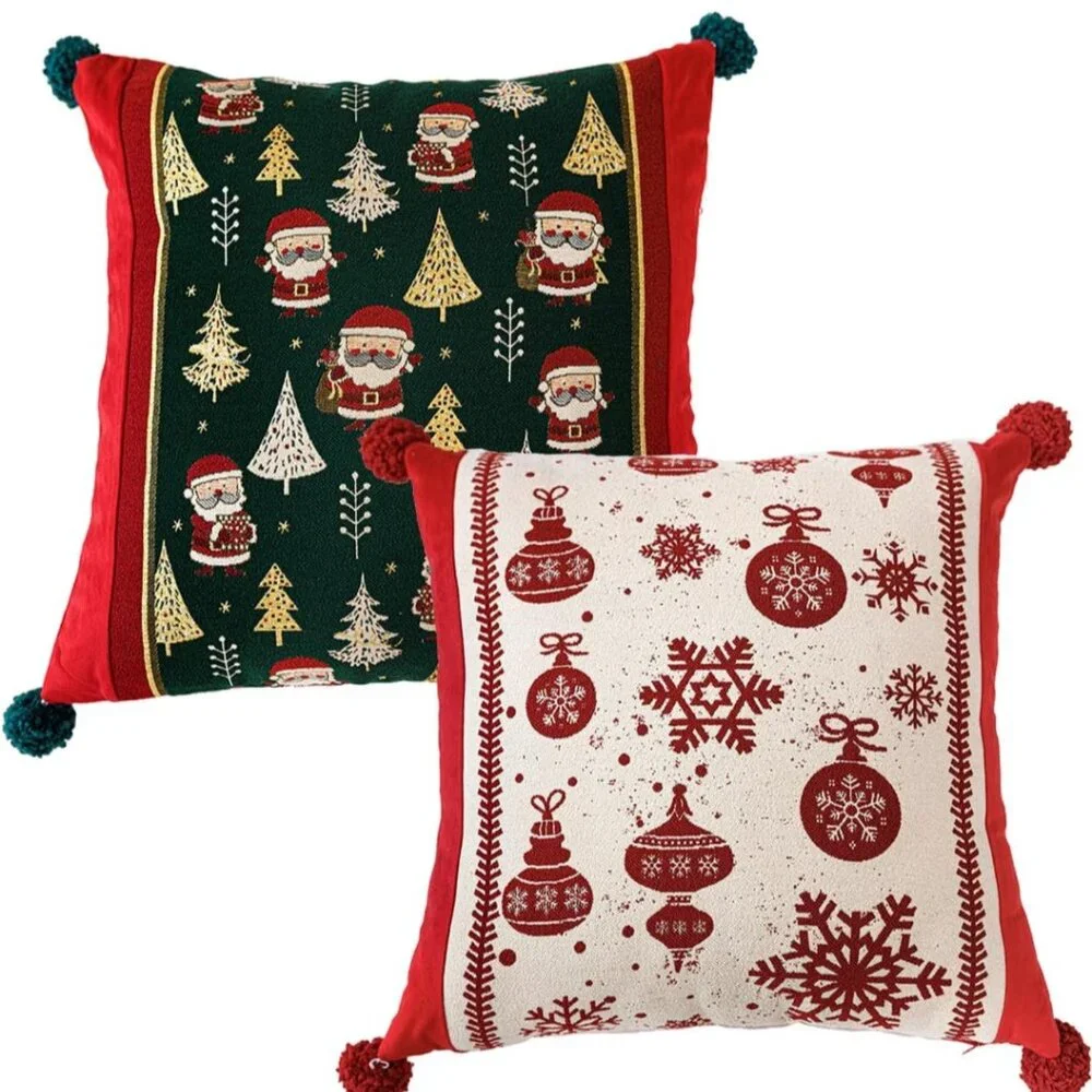 Christmas Pillow Covers 18 x 18 Inch, 3D Embroidered Pillow Cover, 2PK